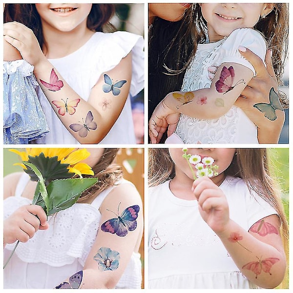 10 stk. Butterfly Tatoveringer til Børn Kvinder 3D Tatoveringer, Farverige Kropskunst Midlertidige Tatoveringer