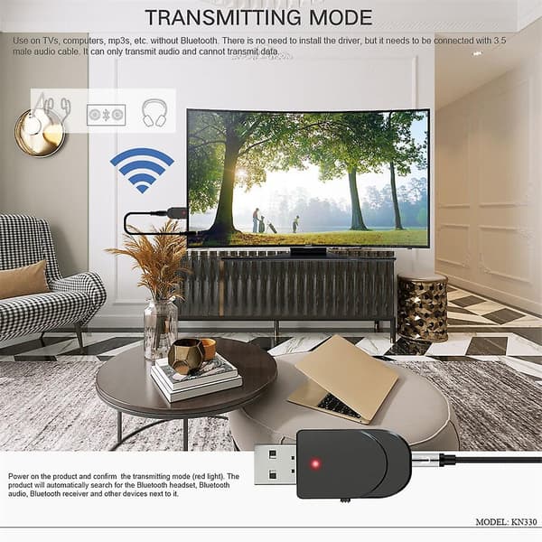 Klareringssalg Usb Bluetooth-mottaker 3.5 Lyd Sender Adapter for TV/PC Hodetelefoner Høyttaler