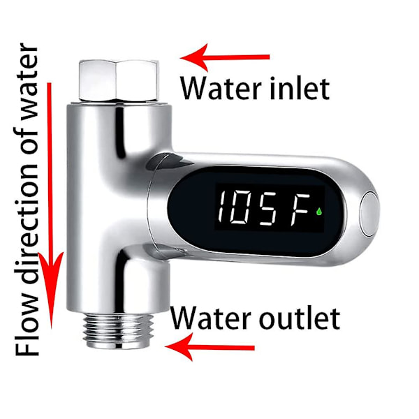 Duschtermometer, 0~100  Babybadvattentermometer med 360° roterande display LED digital display duschvattentermometer