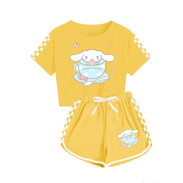 Jade Dog Miesten ja Naisten T-paita Shortsit Printed urheilupuku yellow 150cm