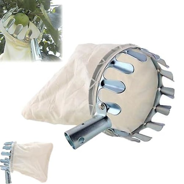 Metallisk fruktskördeplockare Lantbruksgård Hårdvara Verktyg Hög höjd Bärbar fruktskördeplockare för skörd Plockning Äpple Citrus Päron Persika (Endast huvud 16 cm, 2pcs