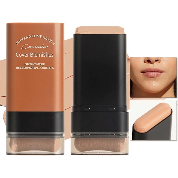 Foundation Stick för Ansikte, Multifunktionell Foundation Stick med Inbyggd Foundationborste, Lättbyggbar Medium till Full Täckning color 04