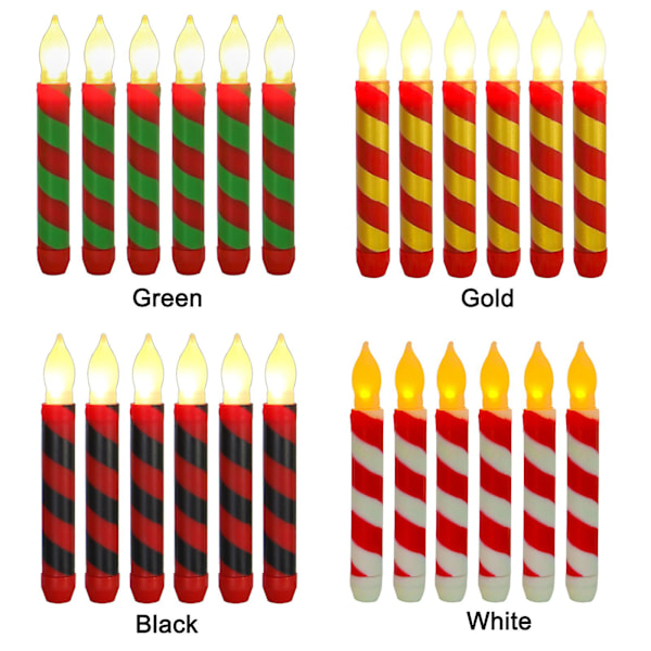12 Pak Julelys Tapers Flammeløse Lys Blinkende Batteridrevne Julelys black