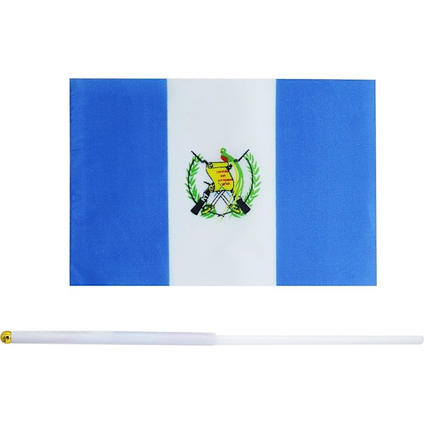 50-pack handhållna små mini-flaggor Guatemala flaggstångsflagga rund topp nationella landsflaggor, festdekorationer tillbehör för parader, VM, sport E