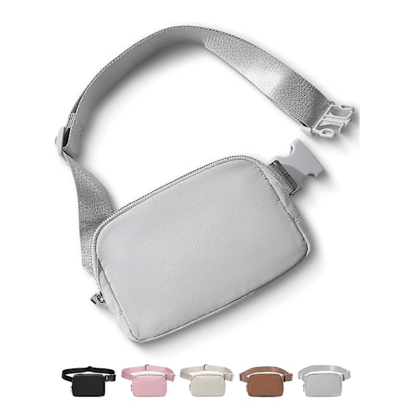 Fanny Packs for Kvinner og Menn, Grå Crossbody Fanny Pack, Unisex Mini Belteveske med Justerbar Stropp, Mote Cross Body Midjepakke for Reiser Avslappet R grey