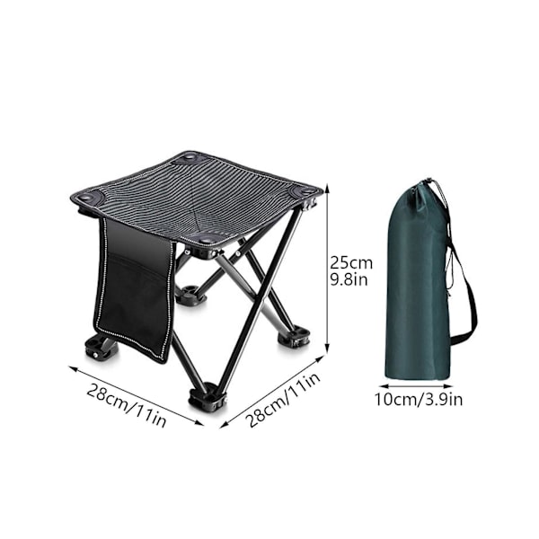 50% RABAT, Foldbar Skammel Sæde Bærbar Teleskopisk Camping Fiske Rejse Stole black 28cm