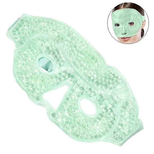 Ismaske for ansikt/øyne for kvinner og menn, oppvarmet varm kjølende gjenbrukbar gelperle-ismaske med myk fløyelsrygg, varm/kald terapi