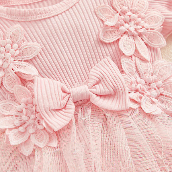 Nyfödd flicka sommar kläder set blommig spets volang ärmlös tutu klänning pannband 2 delar outfit set -GSL FF ZD 80cm