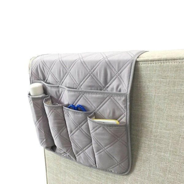 Armstödsorganisatör TV-fjärrkontrollhållare 5 fickor Caddy för soffa fåtölj grey