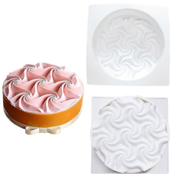 Bakform i Silikon för Gelé, Moussekaka, 3D Spiralutseende, Icke-Klibbig Silikonform för Dessert, Bakverk, Choklad, Köksbakning