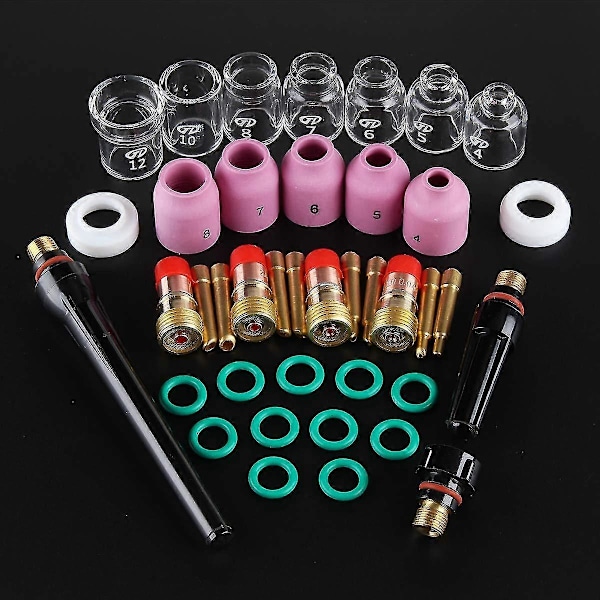 41 delar/set TIG-svetsbrännarmunstycke Ringkåpa Gasslins Glaskopp Kit för WP17/18/26 Svetstillbehör