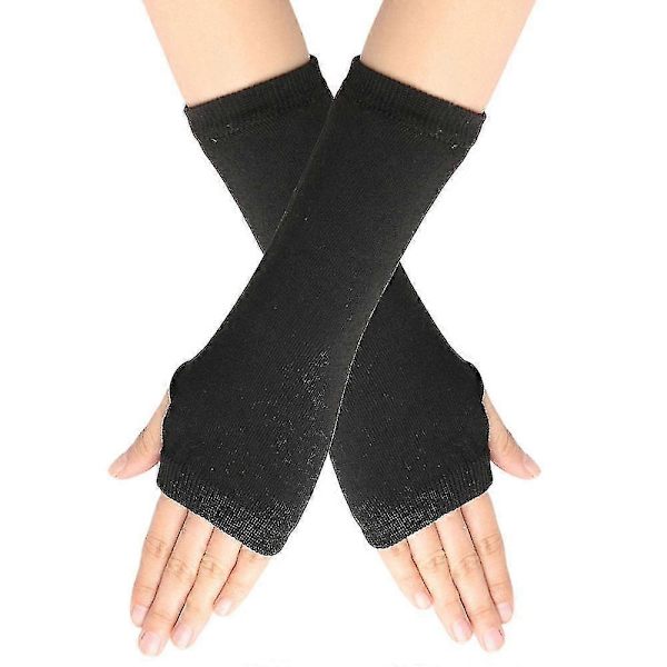 2 stk. Strikkede fingerløse handsker Håndled med fingerhuller Varme vinter luffer Lange handsker -DGZD red