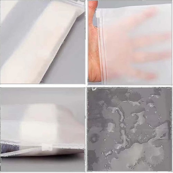 50 stk. Opbevaringsposer til Tøj, Frostsikre Plastikposer med Lynlås, Rejseforseglede Opbevaringsposer med Ventilationshuller 14x20cm