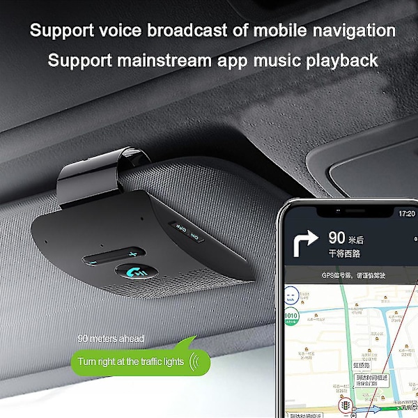 Bluetooth-autonäyttö langaton Bluetooth4.2 kaiutinpuhelin handsfree-autonäyttö aurinkosuojan kiinnityskaiutin