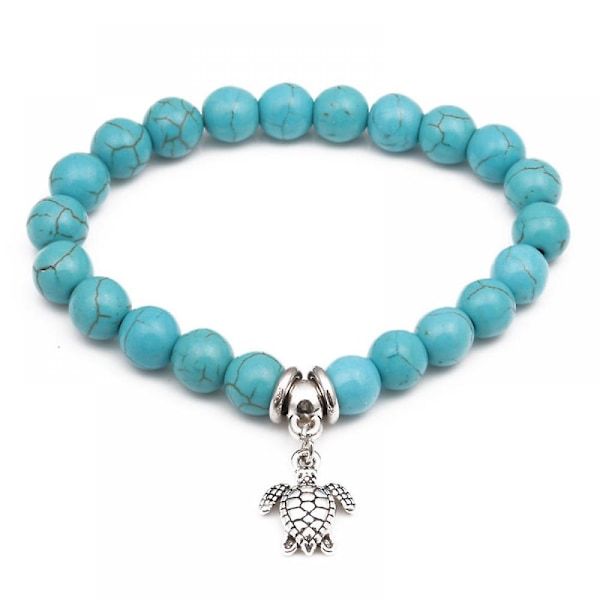 Bohemian Ocean Turquoise Turtle Pendant Beaded Bracelet