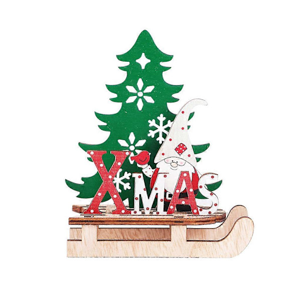 Julkalender för semester Juldekoration Trä DIY Släde Ornament Kombination Dekoration b