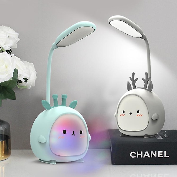 Tegneserie skrivebordslampe Øyevern Strømsparende leselampe USB-lading Sove nattlys LED bordlampe for barn Søt