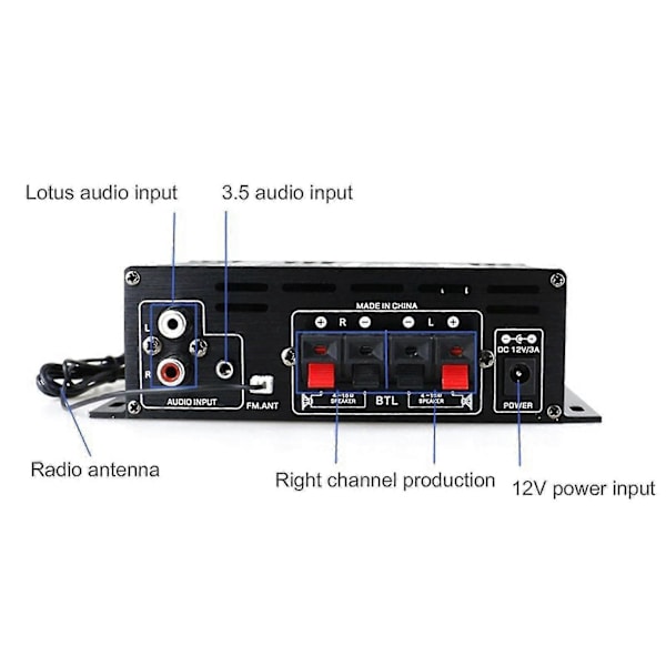 Ak380 Forstærker Digital Display Bluetooth-kompatibel 5.0 2x400w Kompakt 12v Hjem Stereo Receiver Til Bil