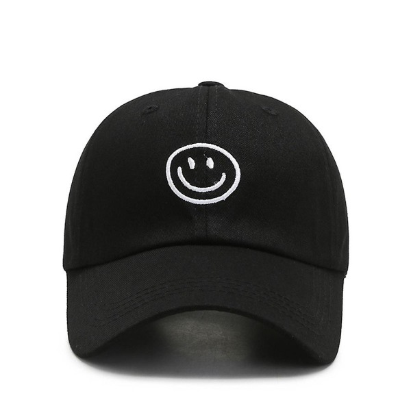 Smiley kirjailtu cap, säädettävä solkivisiiri Black