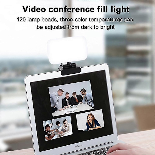 Videokonferencebelysning, Webcam-belysning til fjernarbejde, belysning til bærbare/computer, opkald, live streaming, selvsending