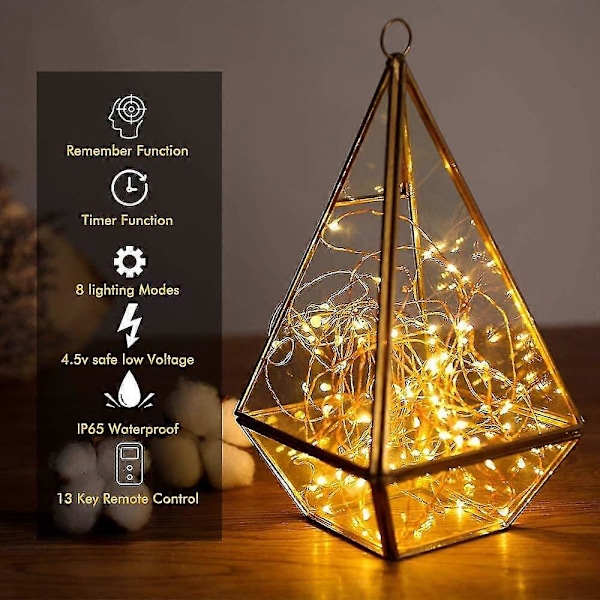 Ljuskedja Batteridriven, ecowho 10,5m 100 LED Varmvit