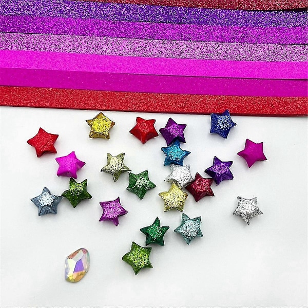 520 Arkkia Glitter-Paperia Taittelupaperia Tähtipaperinauhoja Onnen Tähtiä Koristeluun Taittelupaperia Käsintehtyihin Taideteoksiin, Violetti