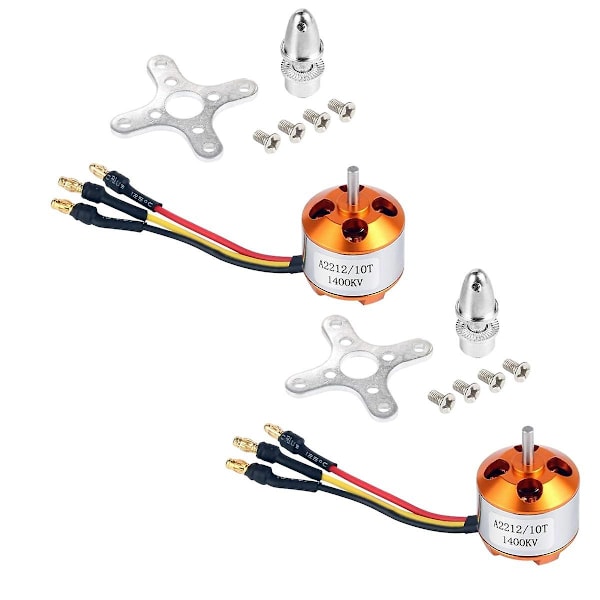 2 stk 2212 1400KV Børsteløse Outrunner Motor med Montering 10T til RC Fly/KKmulticopter 4/6 Aksel Q