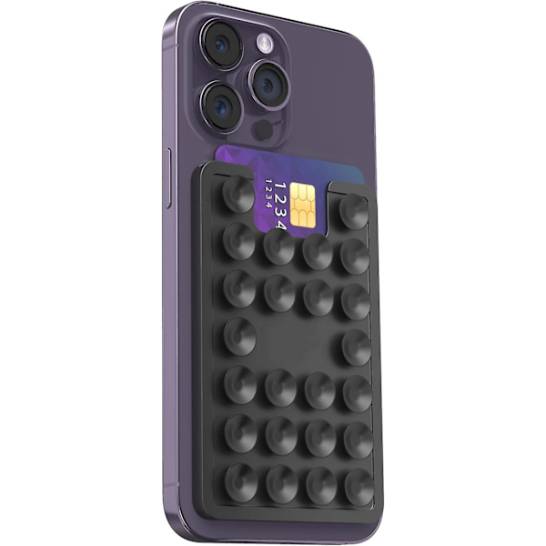 2x Imuripinnoitettu Puhelin Korttipidike, Puhelimen Lompakko Silikoniliima Puhelinvarustepidike iPhone & Androidille, Kädet Vapaat Puhelinpidike 2pcs black