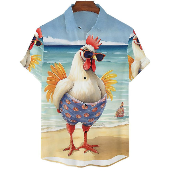 Chicken Hawaiian Shirt Tropic 3d Printed Paidat Miesten Naisten Rantapusero Miesten Ammatti Paidat Unisex Camisas ASF5E2311164 2XL