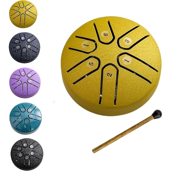 Mini Hollow Drum 3 \"6 Tone Steel Tongue Drum Hollow Drum Lotus Drum Percussion Wholesale Empty Drum Children's Portable Musical Instruments -GSL golden