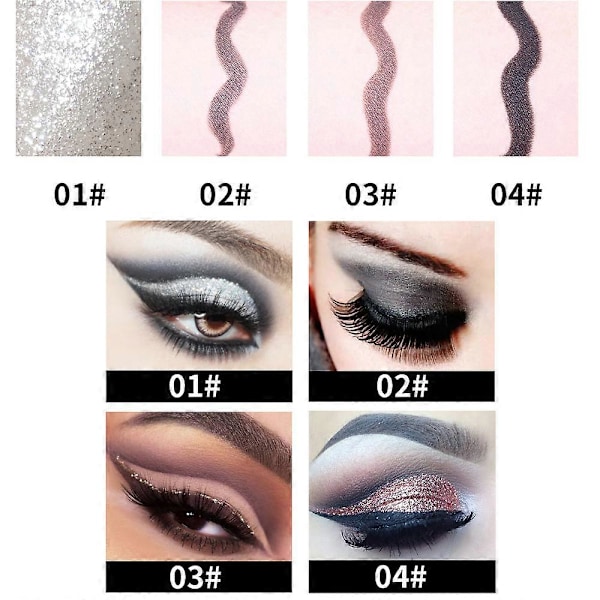 Vanntett Eyeliner, Hurtigtørkende Smudge-Proof Eyeliner Pen Gel, Langvarig Pigmentert Øyenskygge, for den Ideelle Eyeliner En Daglig Langvarig Øye silvery