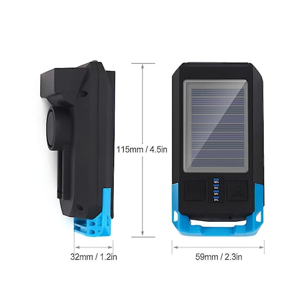Aurinkokäyttöinen USB-ladattava polkupyörän etuvalo, vedenpitävä pyörän taskulamppu, yöajovalo, sarvi -SZCN black
