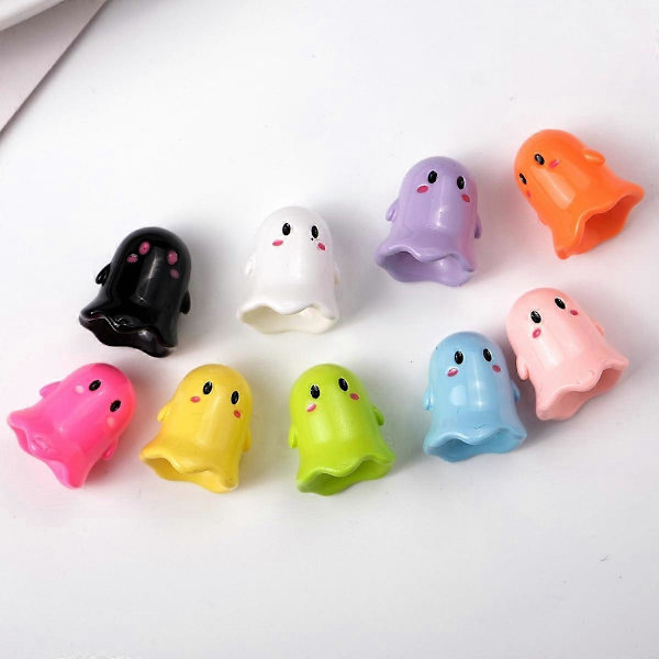 30 kpl Akryylihaamuhelmiä, söpöjä Halloween-piirroshelmiä, irtoavia haamuvälihelmiä, korujen valmistukseen DIY-rannekoruja kaulakoruja käsitöitä