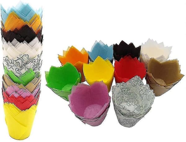 2023 - Muffinsformar i Tulpanform, 200 st Papper Muffinsformar för Cupcakes och Muffins