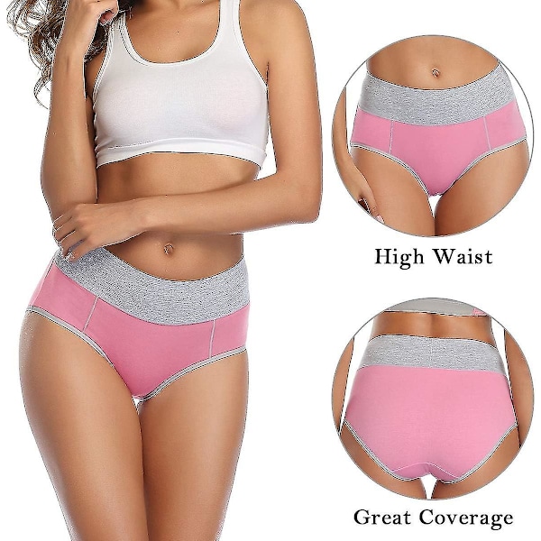 Underkläder Dam Hög Midja Bomull Knickers Damtrosor Plus Size Multipack 4 st -JRSZ l
