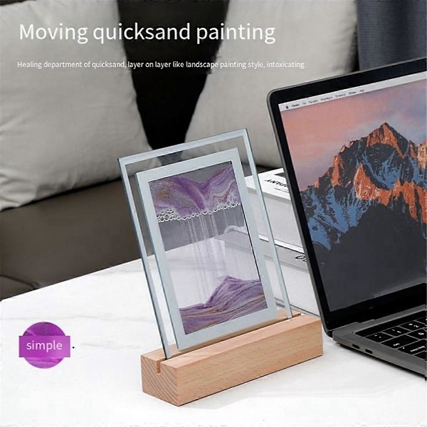 Sand Art Rörlig Nattlampa Hantverk Kvicksand 3D Landskap Flytande Sand Bild Timglas Gåva LED Tab