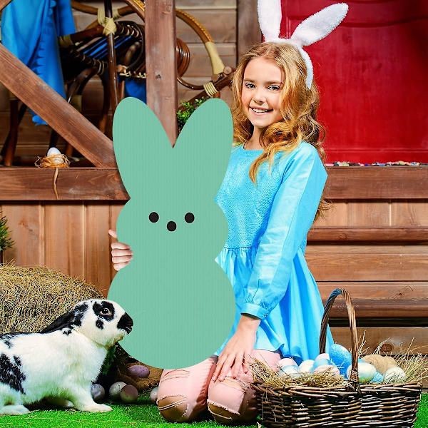 Pääsiäispupun Pihapylväät - Pääsiäisen Pihamerkit Pupun Puutarhakoristeet Pylväillä - Pääsiäispupun Merkit Koristeeksi Puutarhaan Terassille Nurmikolle green