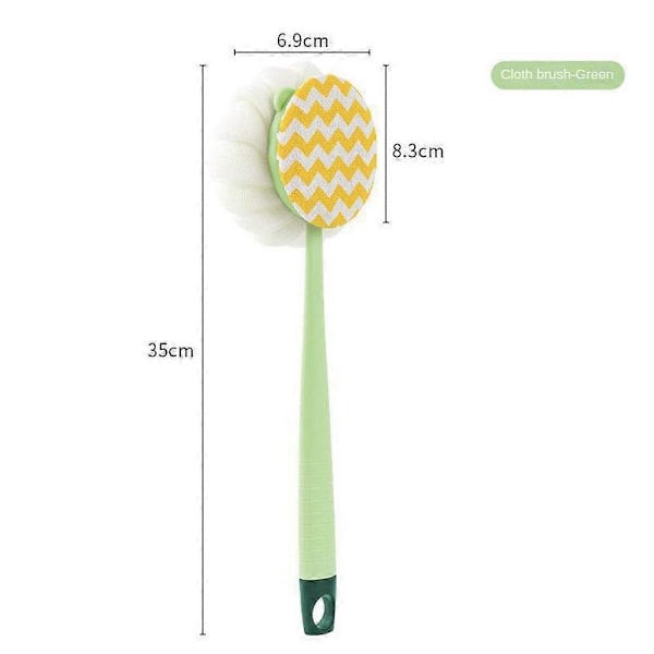 Loofah Rygg Skrubb Lang Håndtak Dusj Kroppsbørste med Myk Mesh Svamp for green a