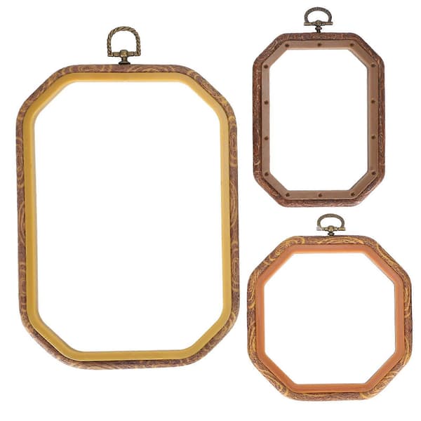 3 st Hemslöjd DIY Broderiringar Nålkonst Korsstygn Ringram