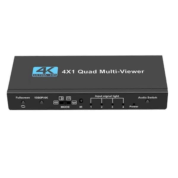 1mor 4K HDMI Multi-viewer 4x1 Quad Screen Viewer 4-i-1 Sømløs HDMI Switcher Switch