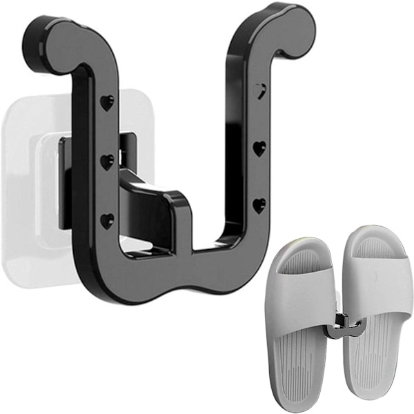 Skohylla Organizer Väggmonterad, 3 st Borrfria Toffelhängare Toffelförvaring Hållare Självhäftande För Vägg, Entré, Badrum 3pcs - black