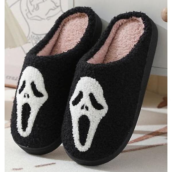 Halloween-tossut, Kurpitsatossut Liukumattomat Naisten Kotitossut, Puuvillaiset Kurpitsatossut Pehmeät & Lämpimät Talveksi Kotiin white ghost size-38-39