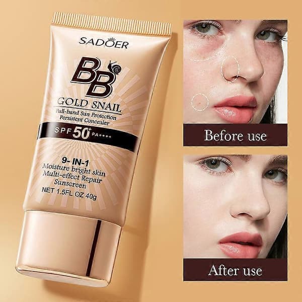 Multifunksjonell 40g Gull Snegle BB Krem Foundation Fiks Sminke Concealer Solkrem Isolasjonskrem 02 # Ivory White