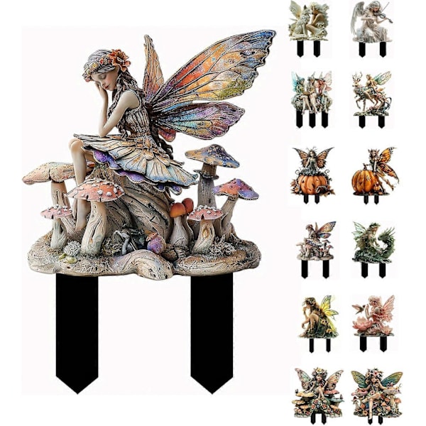 Boheemi Fairy-kukkaistutuskoriste, 2D Fairy Garden -istutuslisävarusteet, Fairy Garden -hahmot ruukkukasveille ja puutarhan pihapiirin nurmikon koristeluun k12