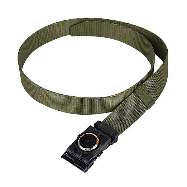 Herrar Bälte Automatisk Spänne Nylon Canvas Vävbälte Utomhus Arbetsbälte, Nylonbälte Med Klickspänne army green