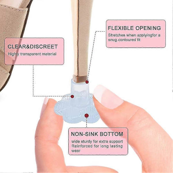 Hælbeskyttere (pakke med 4 par) 5mm højhælet beskytter stilet hælsko Anti-slip gennemsigtige højhælede covers til græs stilet hælbeskytter til F