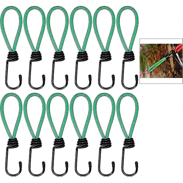 12 kpl Kiristin koukut, Peite Kiristin koukut, Bungee Camping Kiristin koukut, Peite Bungee hihnat -CHSZ