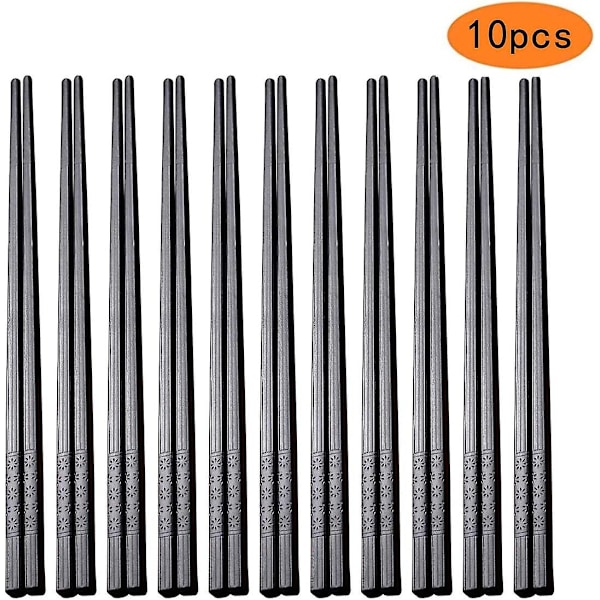 Chopsticks 10 Pairs Fiberglass Chopsticks Japanese Black Chopsticks for Asian Dishes