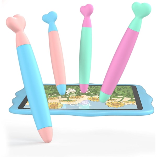 Styluspenner for berøringsskjermer, 4 stk Søte berøringsskjerm-stylus for iPhone, Barnas nettbrett, Universal berøringsskjerm-kapasitiv stylus for barn