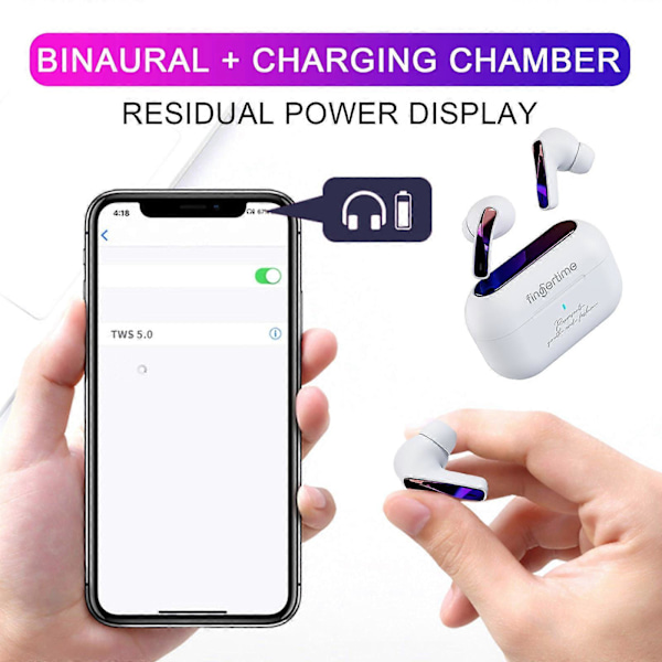 4D Ljudeffekt ANC -23db Touch-kontroll Trådlösa Bluetooth Hörlurar TWS-Hörlurar In-Ear Hörlurar white